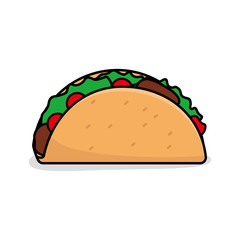 Taco vector illustration isolated on white background, taco clip art