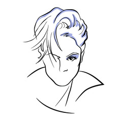 Blonde beauty in sketch style. Abstract woman face