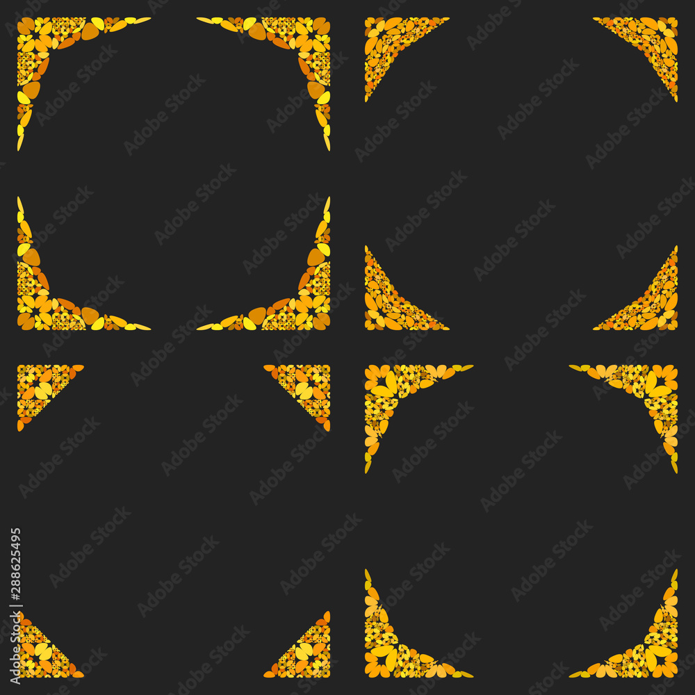 Poster curved stone mosaic page border design set - vector design elements