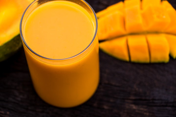Sliced and Juice of ripen mango served during summer 