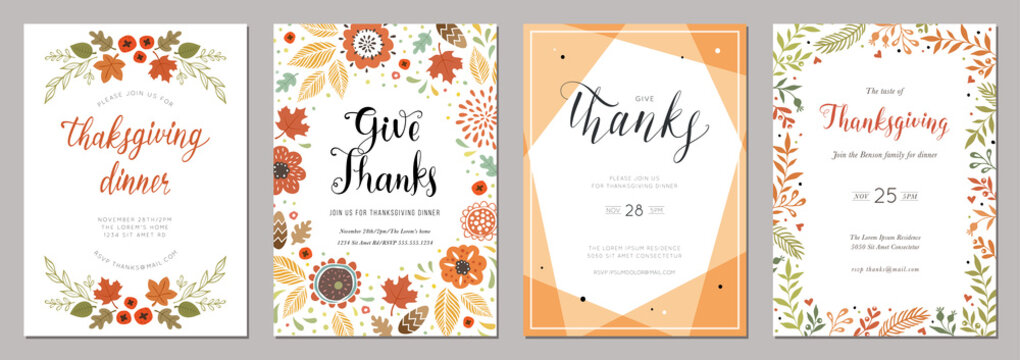 Thanksgiving greeting cards and invitations.