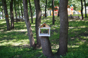bird feeder house in Park garden