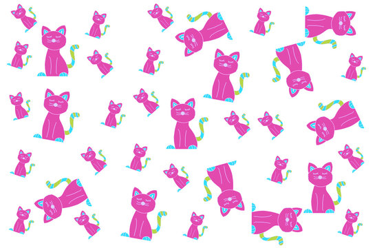 pink cats on white background for children