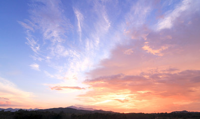 Panorama mountain and dramatic sky sunrise background