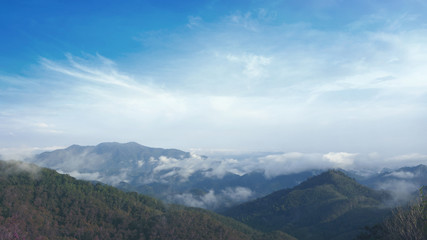 Fototapeta na wymiar Mountain with blue sky and with clouds