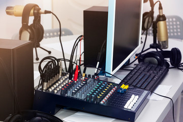 microphone and mixing table, sound, Studio background