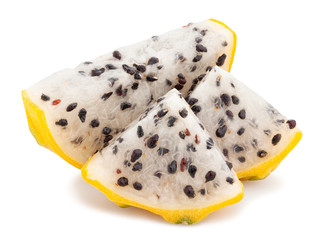 sliced yellow dragonfruit pitahaya