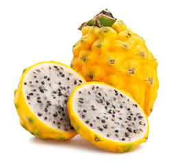 sliced yellow dragonfruit pitahaya