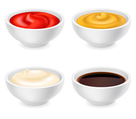 Sauces in bowls set
