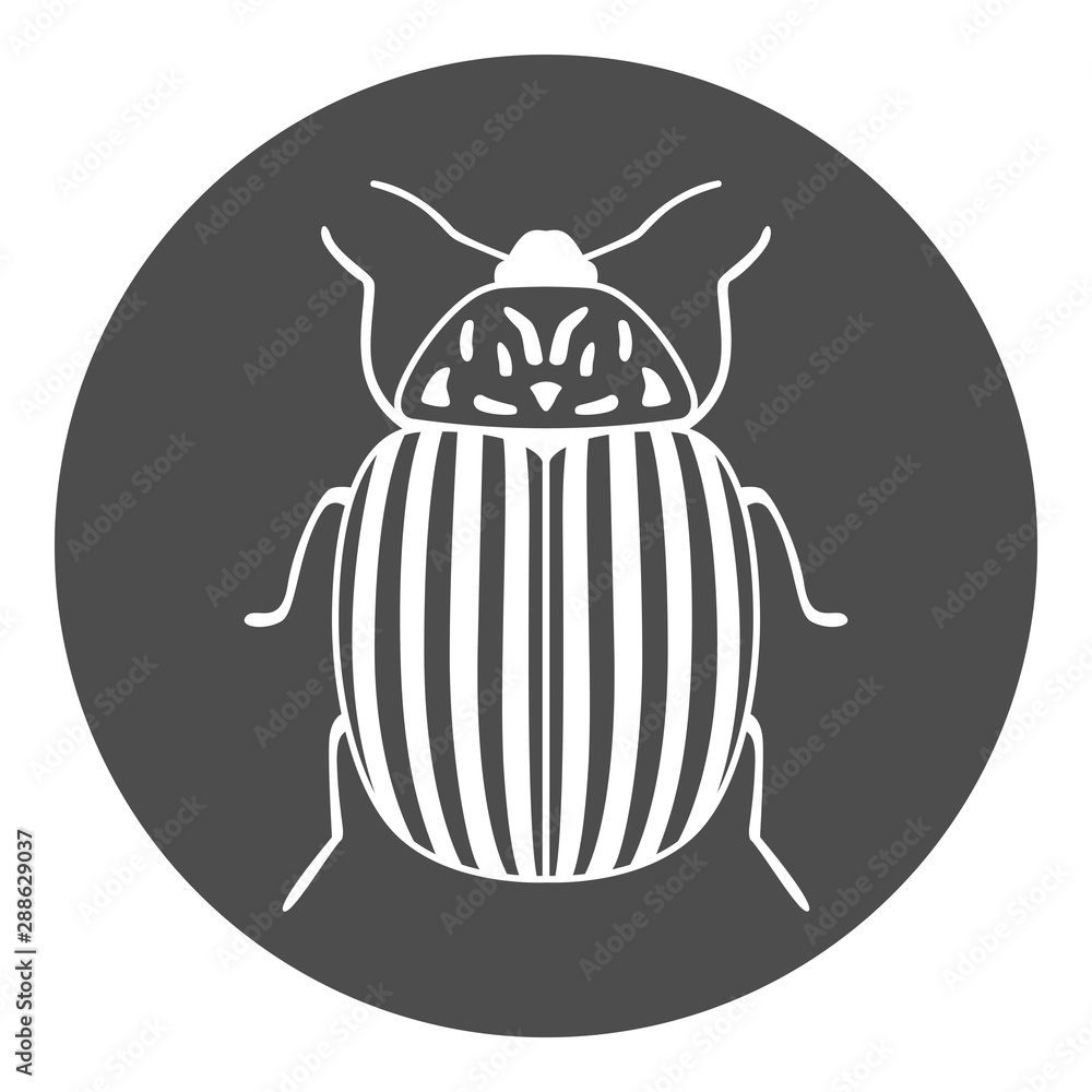 Sticker Colorado beetle icon. Potato pest symbol. Vector.