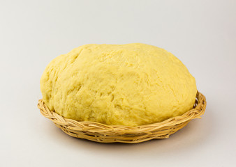 Raw dough studio shot on white background with empty space
