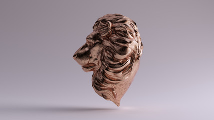 Bronze Adult Male Lion Bust Sculpture Left View