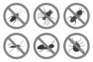 Set of pest control signs. Vector.