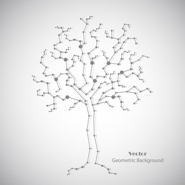 White science tree made of connected lines and dots