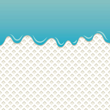 Flowing blue sauce on milk wafer vector.