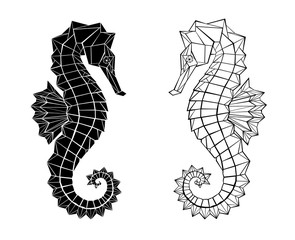Polygonal seahorse - obrazy, fototapety, plakaty