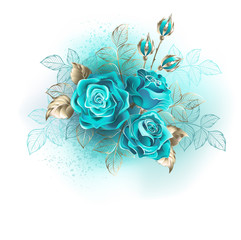 Fototapeta Three turquoise roses obraz