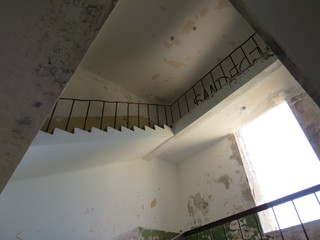 Fototapeta premium spiral staircase in modern building Abandon prison Goli otok croatia