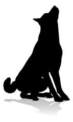 A detailed animal silhouette of a pet dog