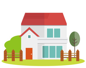 住宅 家 イラスト 一軒家 マイホーム 木 塀 Architecture Wall Mural Architectu Nisi