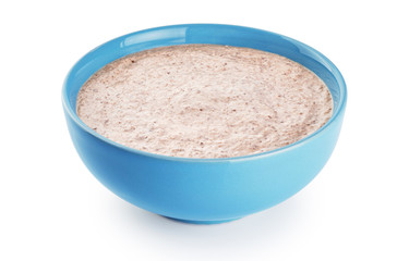 Mushroom cream soup isolated on white background.