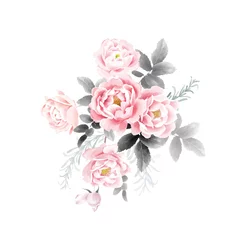 Aquarell Blumendekoration. Ein Strauß Gartenrosen. © marinavorona