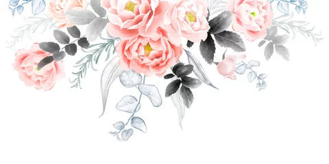 Aquarell Gartenrosen. Hochzeitskarte. © marinavorona