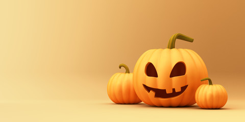 Halloween pumpkin lantern on the background. 3D render illustration