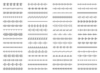 Cotton fabric Set of freehand brushes in tribal style. Hand drawn ethnic design elements. Native pattern brushes for Illustrator. Vector line border, frames, dividers. Boho style.