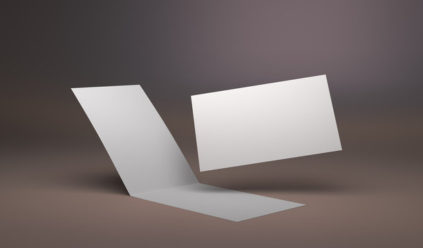 Blank Leaflet Or Flyer Template. Blank Hovering Greeting Cards. 3D rendering