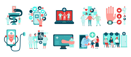 Digital Medicine Icons Set