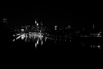 Frankfurt Skyline Night Black and White