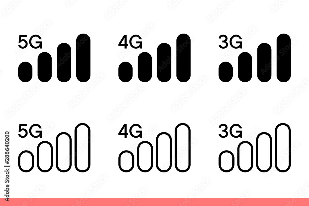 Poster mobile network icon set in flat isolated on white background, 4g connection vector illustration for 