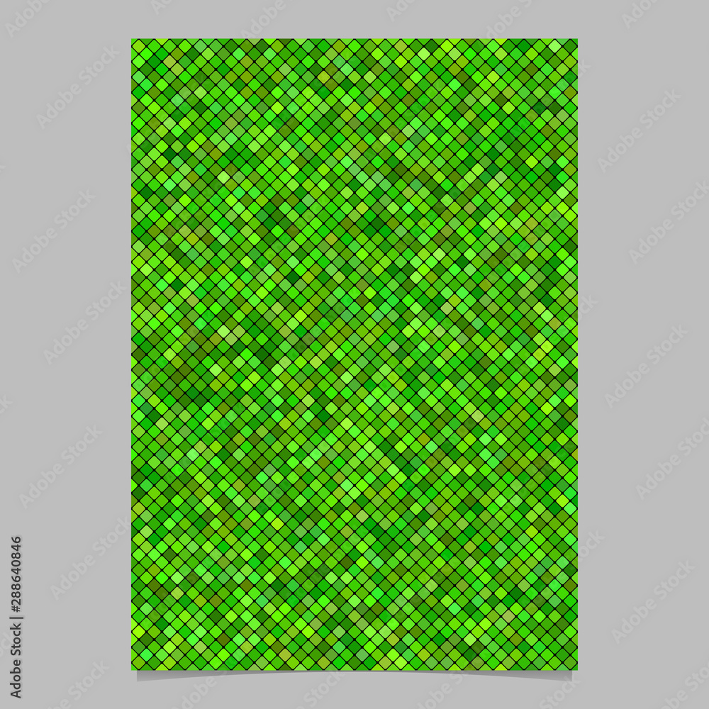 Poster green abstract diagonal rounded square pattern background page template - vector design