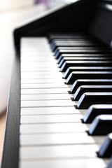 Piano keyboard, musical instrument, macro view