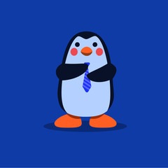 Cute Blue Penguin doing Business