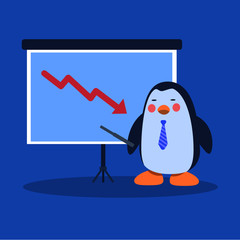 Cute Blue Penguin doing Business