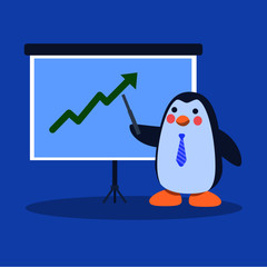 Cute Blue Penguin doing Business