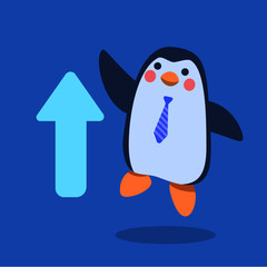 Cute Blue Penguin doing Business