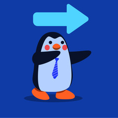 Cute Blue Penguin doing Business