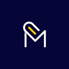 Obraz premium Letter M Paperclip Simple Icon Logo Design Template Element Vector