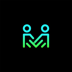 Letter M Human Family Simple Modern Icon Logo Design Template Element Vector
