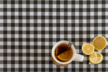 white cup of tea. selective focus. soft focus.