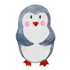 funny, kind watercolor penguins for the new year
