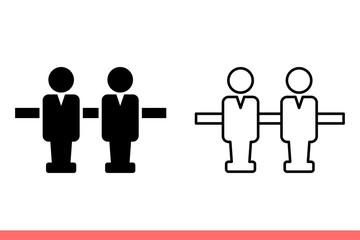 Foosball icon set in flat isolated on white background, game vector illustration for web site or mobile app