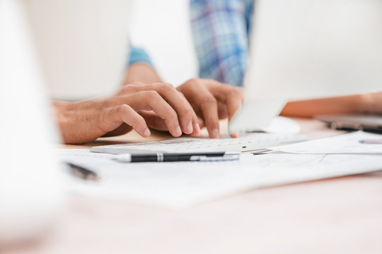 close up. background image of employees typing on the computer keyboard