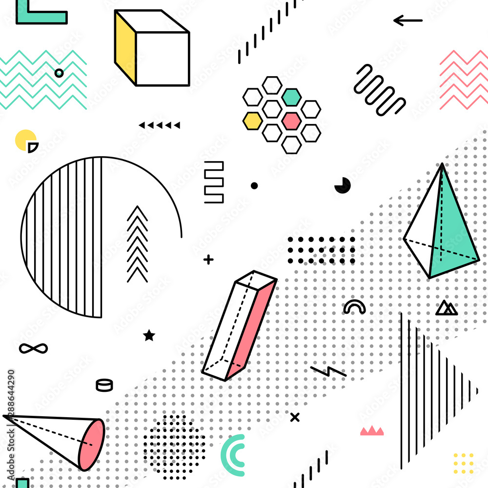 Aufkleber color pattern with geometric graphic elements. geometrical shapes backdrop for abstract fashion vect