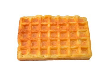 Belgian waffle isolated on white background.