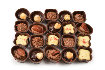 Mix of tasty chocolate candy collection.