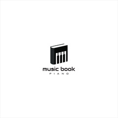 music book and piano logo inspiration